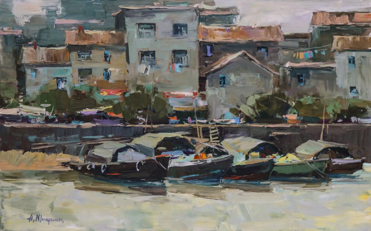 Beihai. Fishing Boats. By Aleksandr Kryushyn, 31 X 20, Artwork For Sale On Artfinder