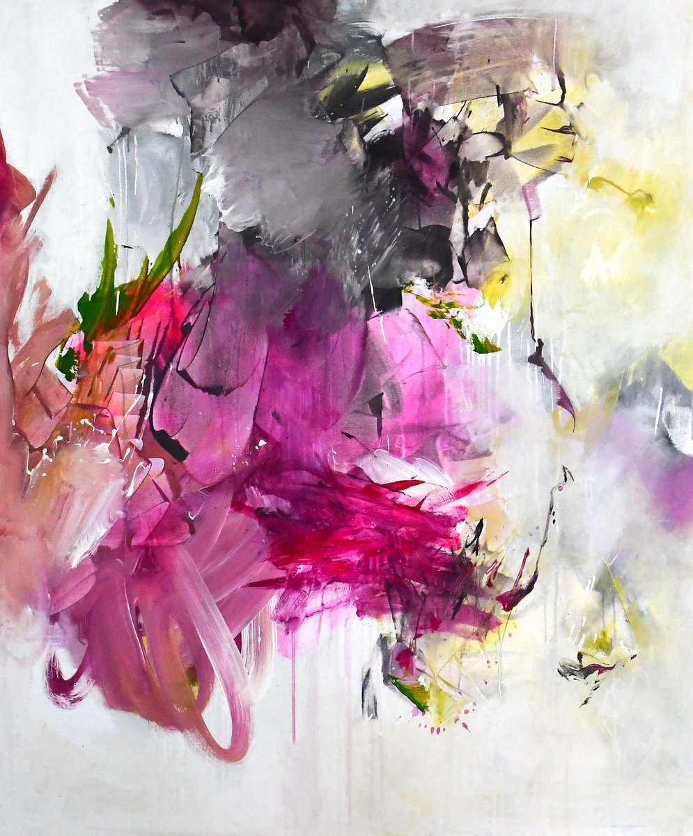 Abstract Acrylic Painting By Kirsten Handelmann, 39 X 47", I Like Surprises, Original Artwork