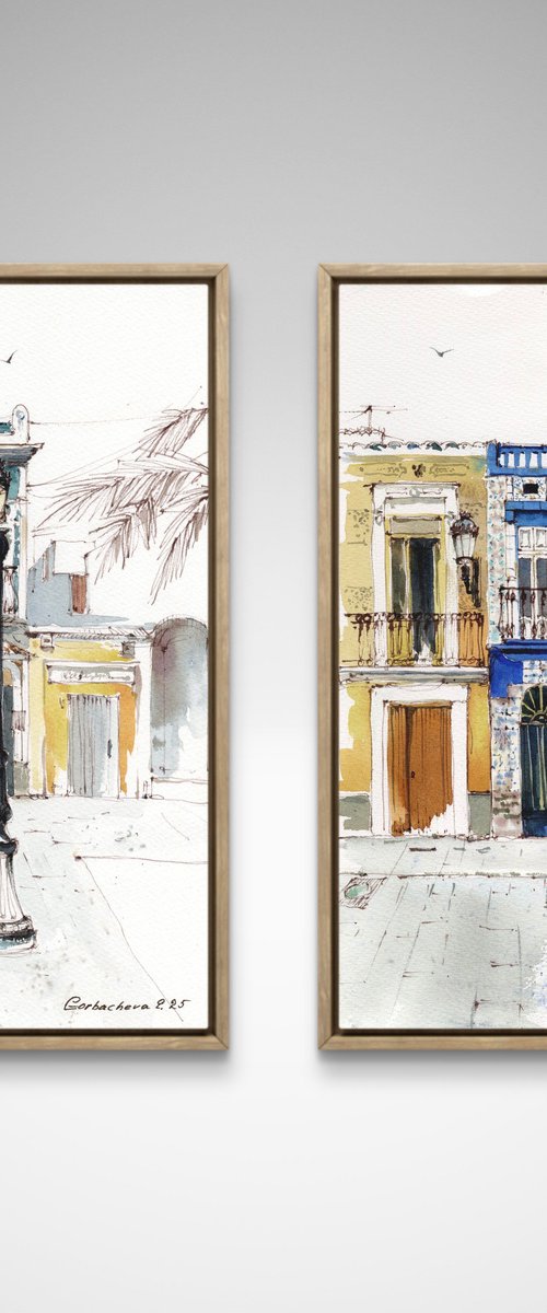 Valencia's Sunlit Pai(Diptych) by Eugenia Gorbacheva