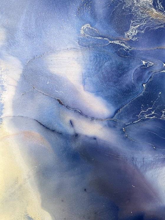 Blue and Gold Abstract Art