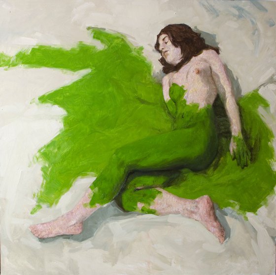 nude woman with green