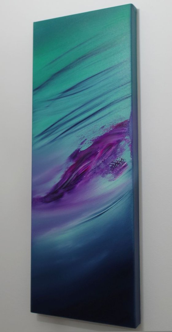 Immensity I (the series), 30x80 cm, Deep edge, Original abstract painting, oil on canvas