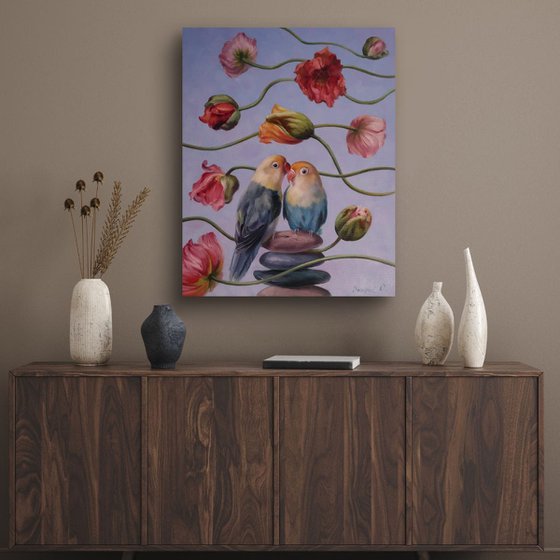 "Love birds and flowers"