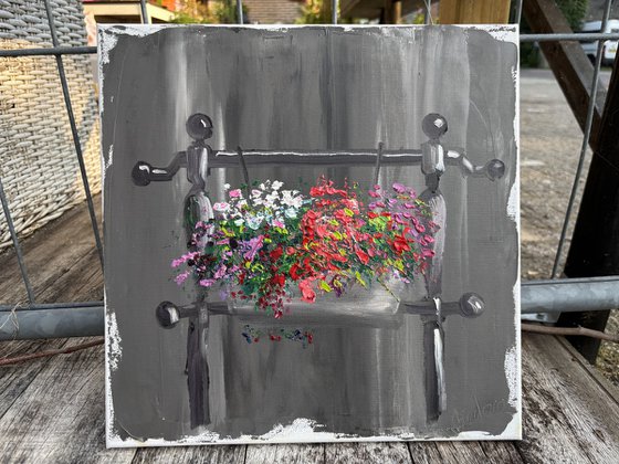 The flowers in the pot