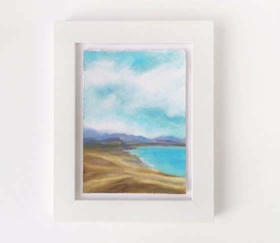 Landscape set of 2. Mountain and sea scenery paintings