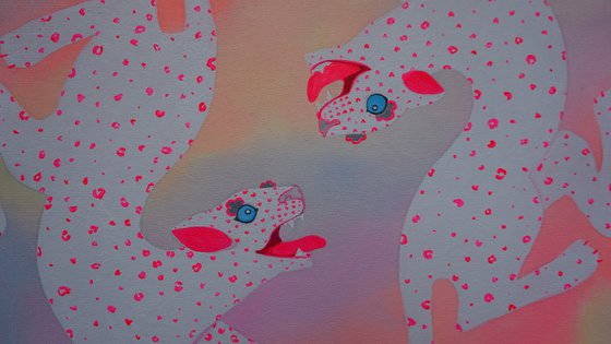 Loving leopards Painting by Anastasia Balabina
