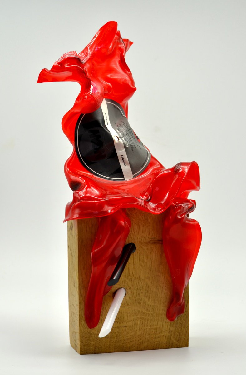 Abstract Portrait Sculpture By Seona Mason, 8 X 15", A Mess Of Reds, Original Artwork