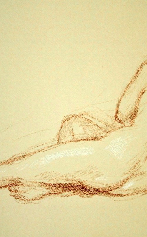 A reclining nude woman by Anatol Woolf