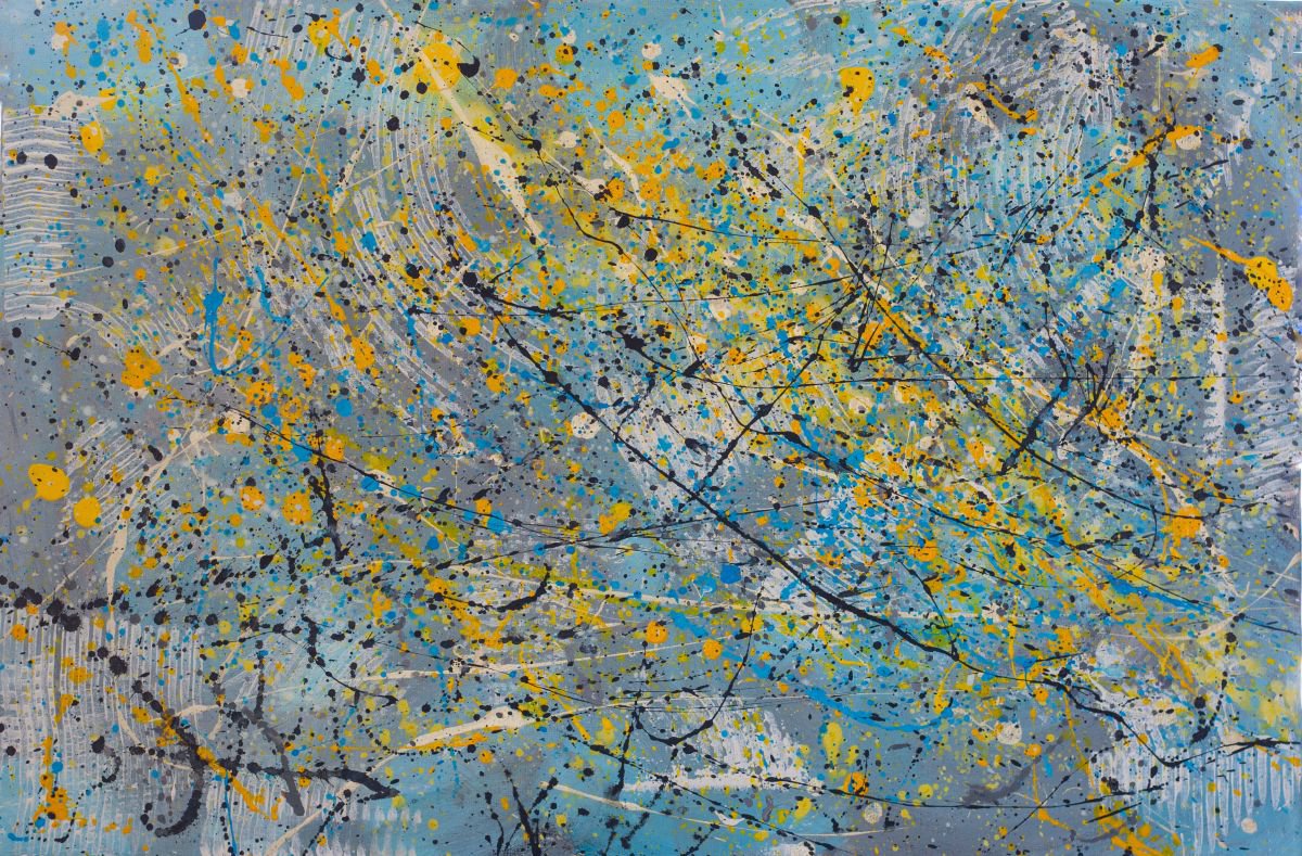 Abstract Blue Acrylic Artwork 40X60 cm by Ihnatova Tetjana