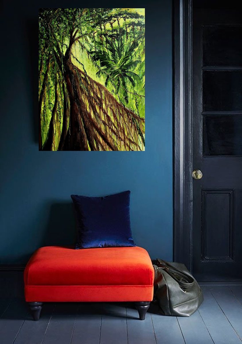 Impressionistic Landscape Acrylic Painting By Danijela Dan, 24 X 31, Memories From Bali Ii, Original Artwork