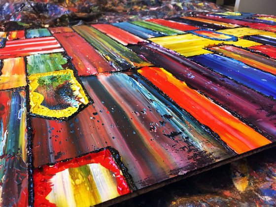 "No Direction" - Save As Series + FREE USA SHIPPING - Original PMS Abstract Diptych Oil Paintings On Recycled Wood - 80" x 28"