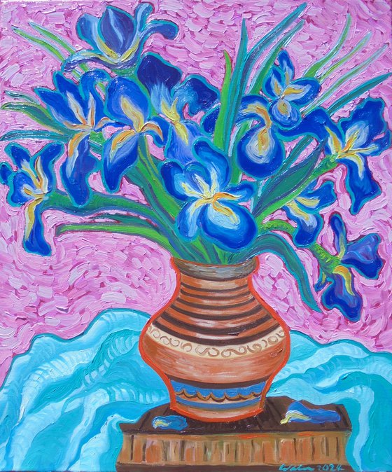 Flower Vase - Irises 6 SOLD