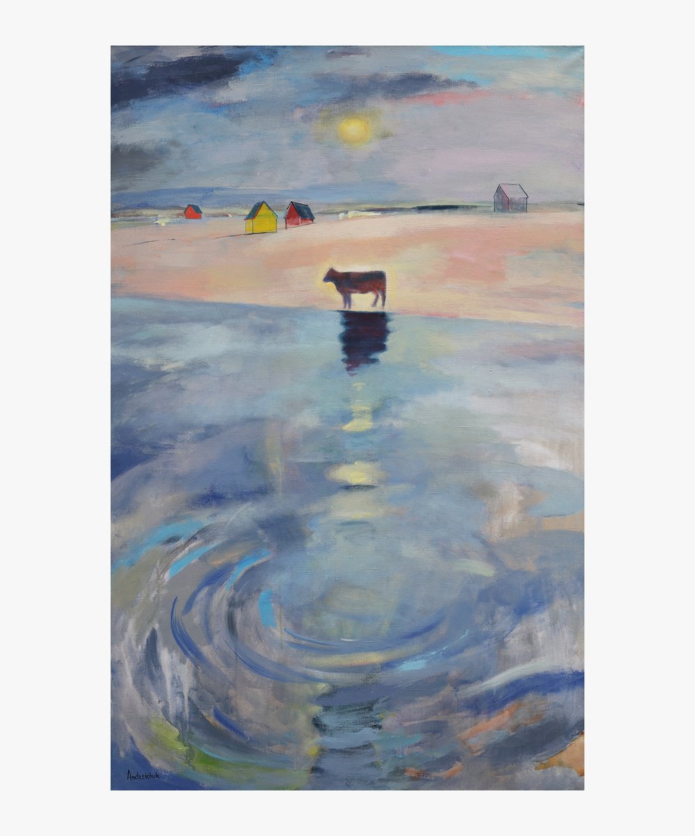 Impressionistic Landscape Acrylic Painting By Artem Andreichuk, 35 X 55, Ghost Town, Original Artwork