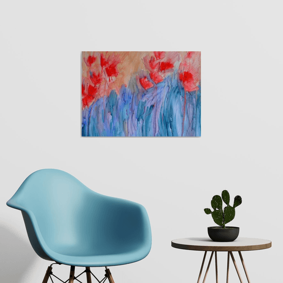 Red Poppies in Bloom