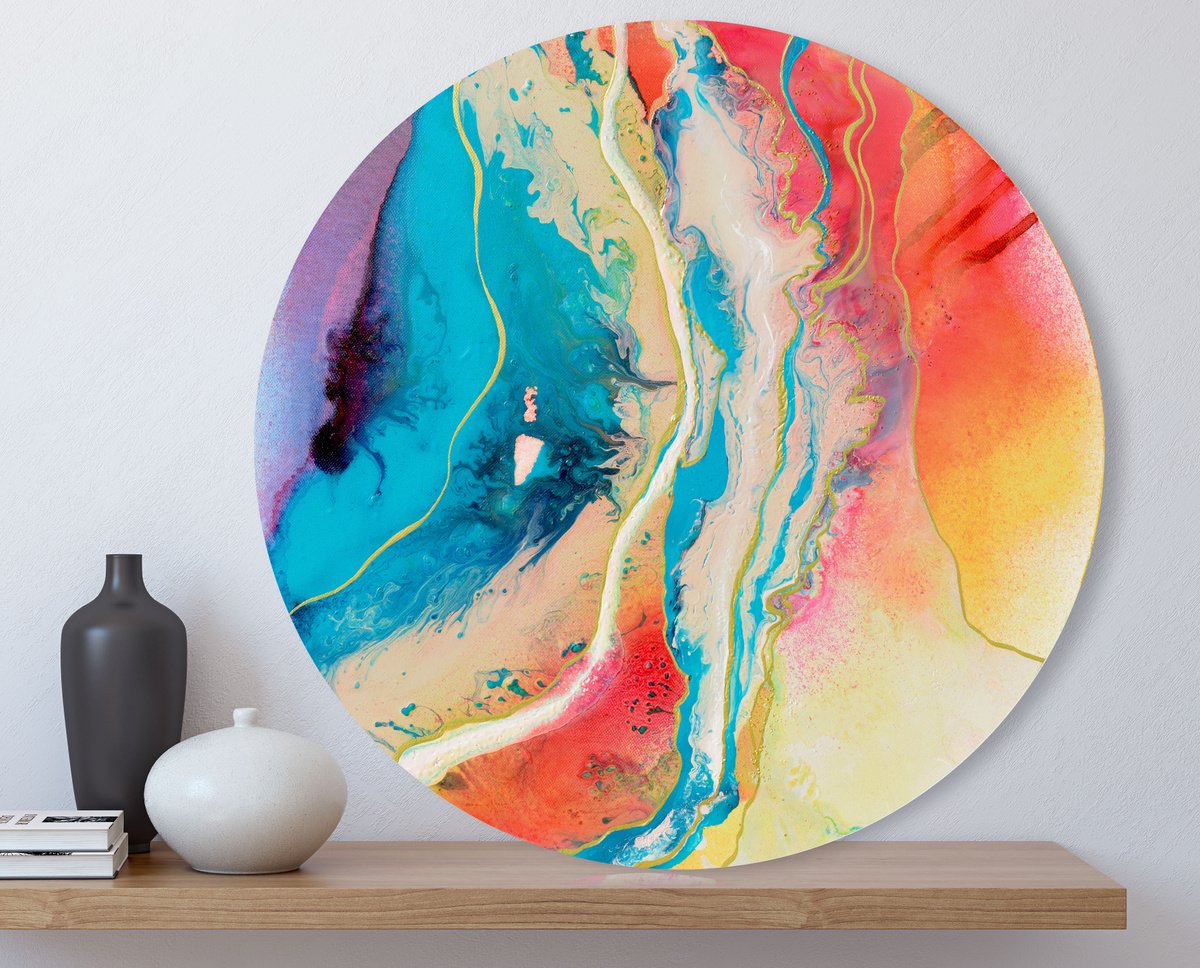 Abstract Acrylic Painting By Milena Gaytandzhieva, 20 X 20", Fusion 2, Original Artwork