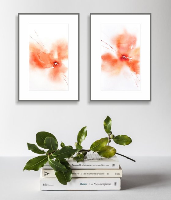 Poppy flowers diptych