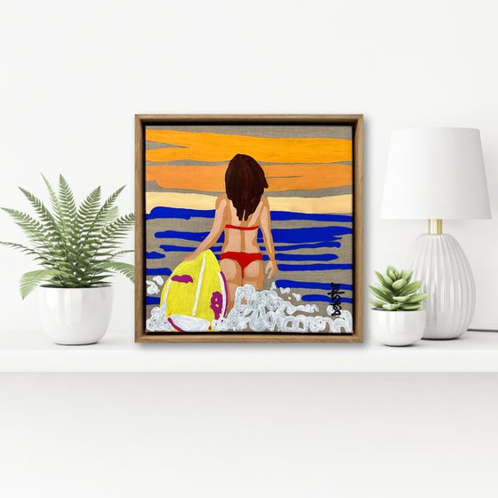 Lady in Red - Surf 33.5cm x 33.5cm