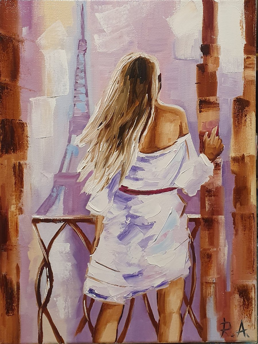 Girl at balcony 30*40 cm by Anna Reznik
