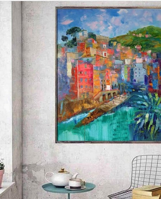 painting *Riomaggiore, Cinque Terre. Italy* Oil painting by Kseniya ...