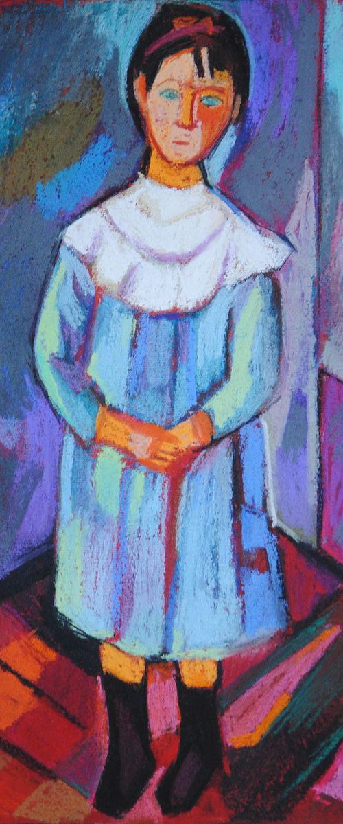 Girl in a blue dress / 35.8 X 24.1 cm by Maja Đokić Mihajlović