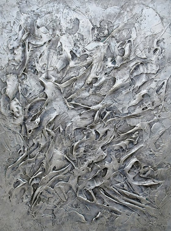 SILVER FANTASY. Abstract Textured Painting