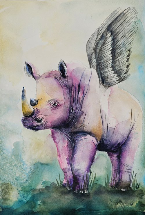 Pink Rhino by Evgenia Smirnova