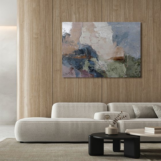 "Liotta" Abstract blue green gray art