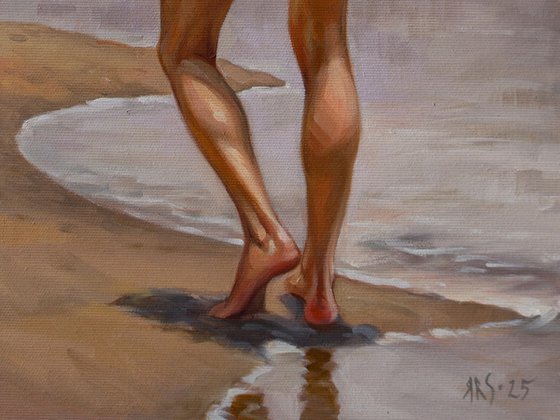 NUDE MAN BY THE SEA