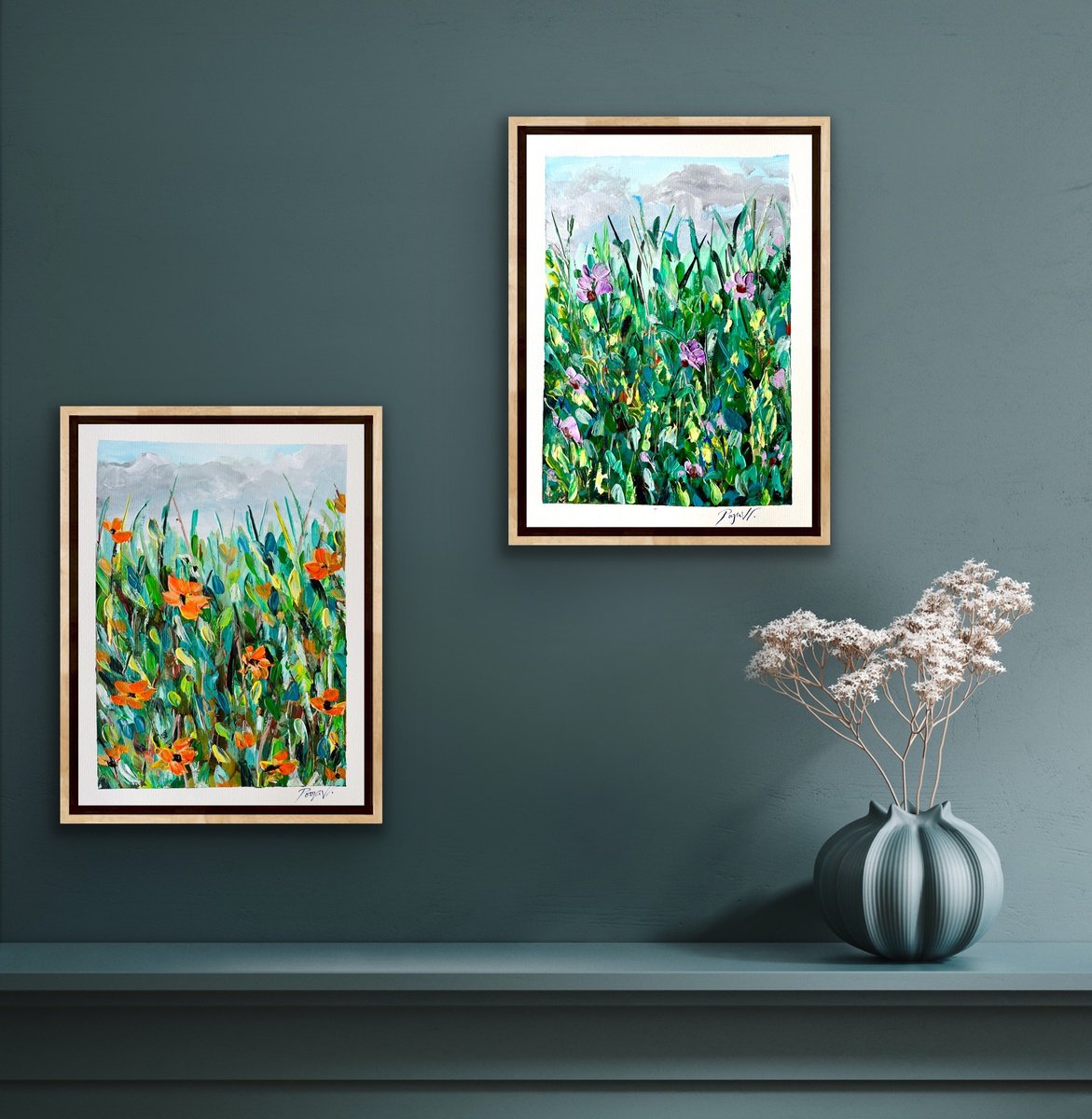 Side By Side- Diptych By Pooja Verma, 19 X 13, Artwork For Sale On Artfinder