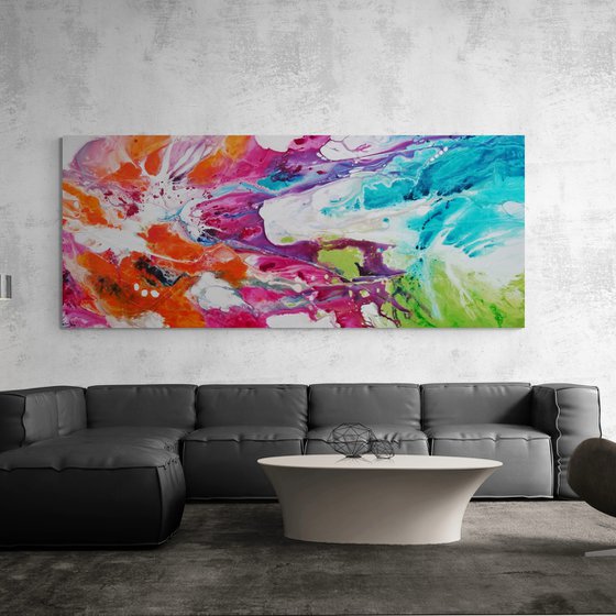 Colour Melt 240cm x 100cm Colourful Textured Abstract Art