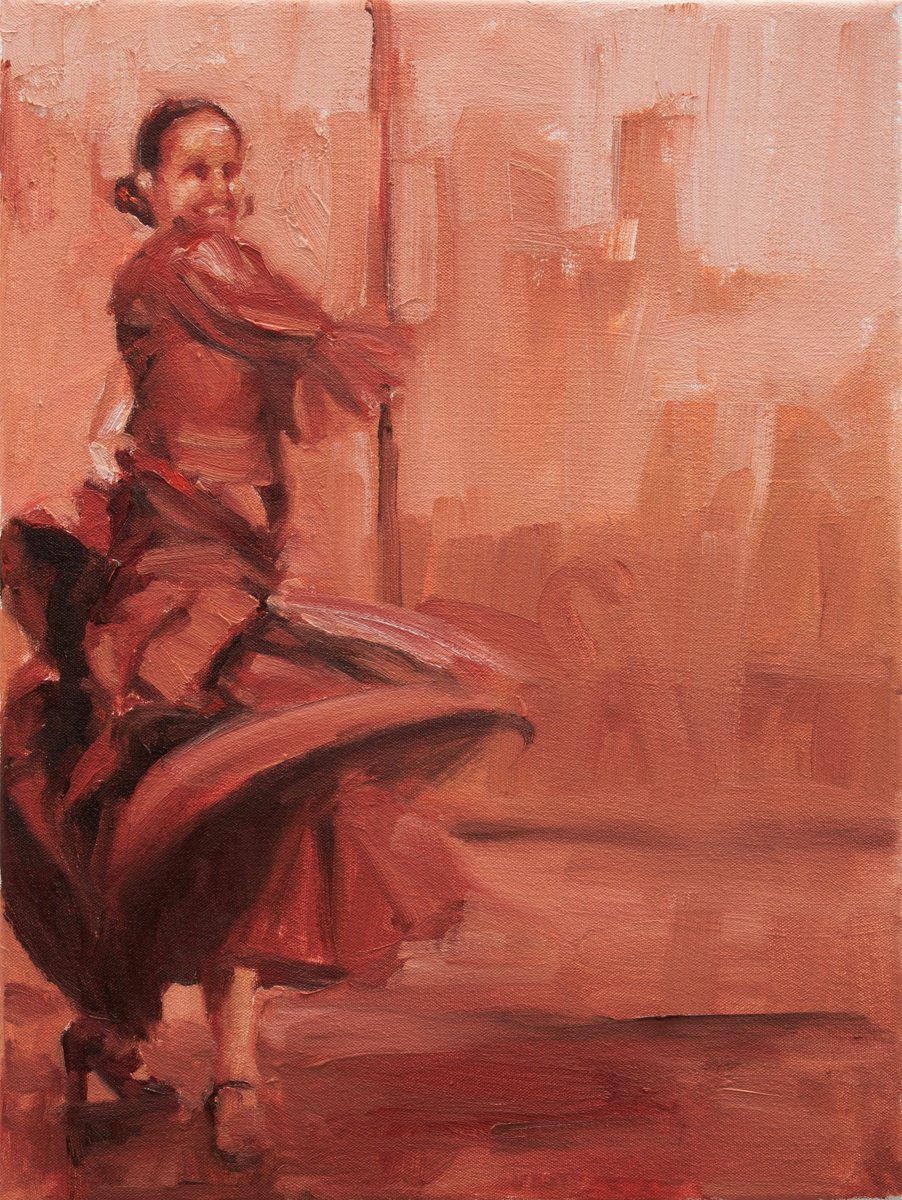 Expressive Portrait Oil Painting By Zil Hoque, 12 X 16", Entrada, Original Artwork