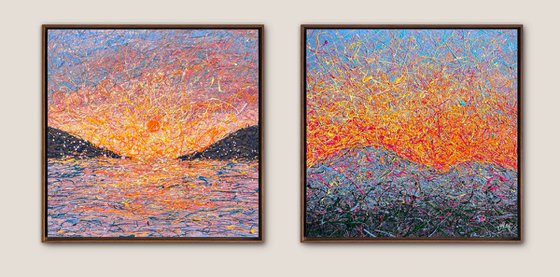 Golden Solace - diptych, framed