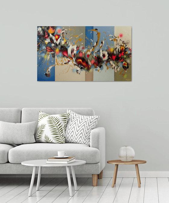 "Floral Embrace" Large Abstract Painting on canvas