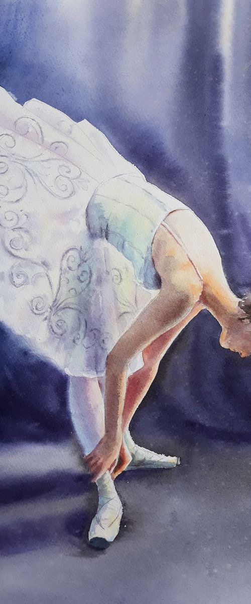 Young ballerina preparing for by Olga Beliaeva Watercolour