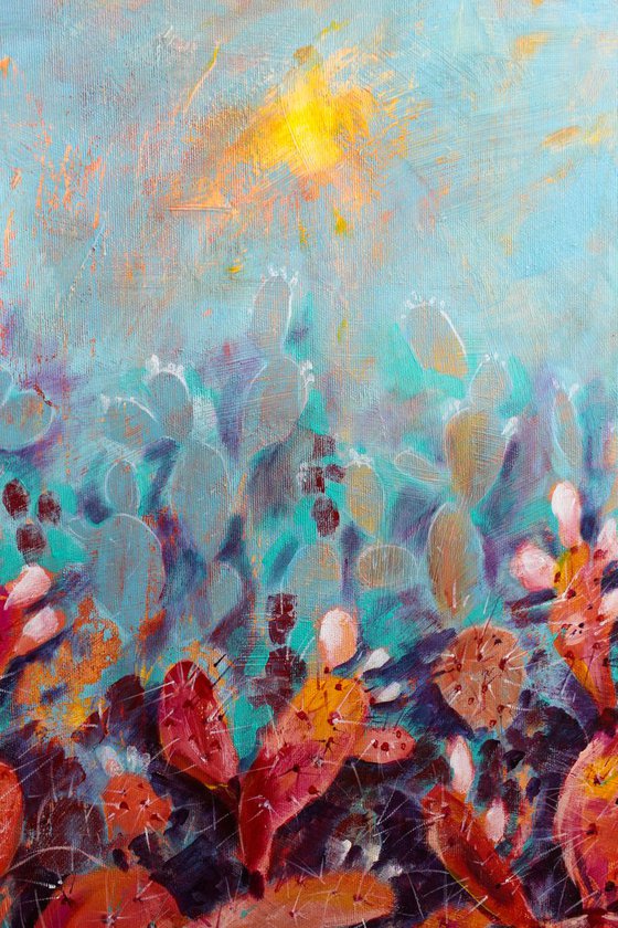 Blessed with the sun - Cactus acrylic painting