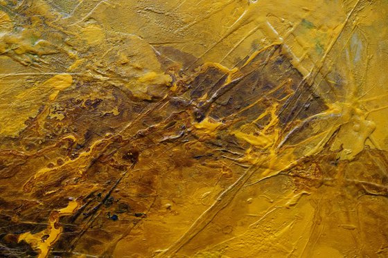 Honey Sunflower 200cm x 80cm Textured Abstract Art