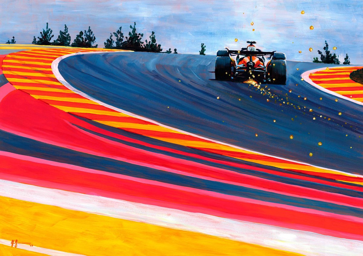 Impressionistic Transport Acrylic Painting By Alex Stutchbury, 25 X 18, Oscar Piastri - 2025 Belgian Gp, Original Artwork