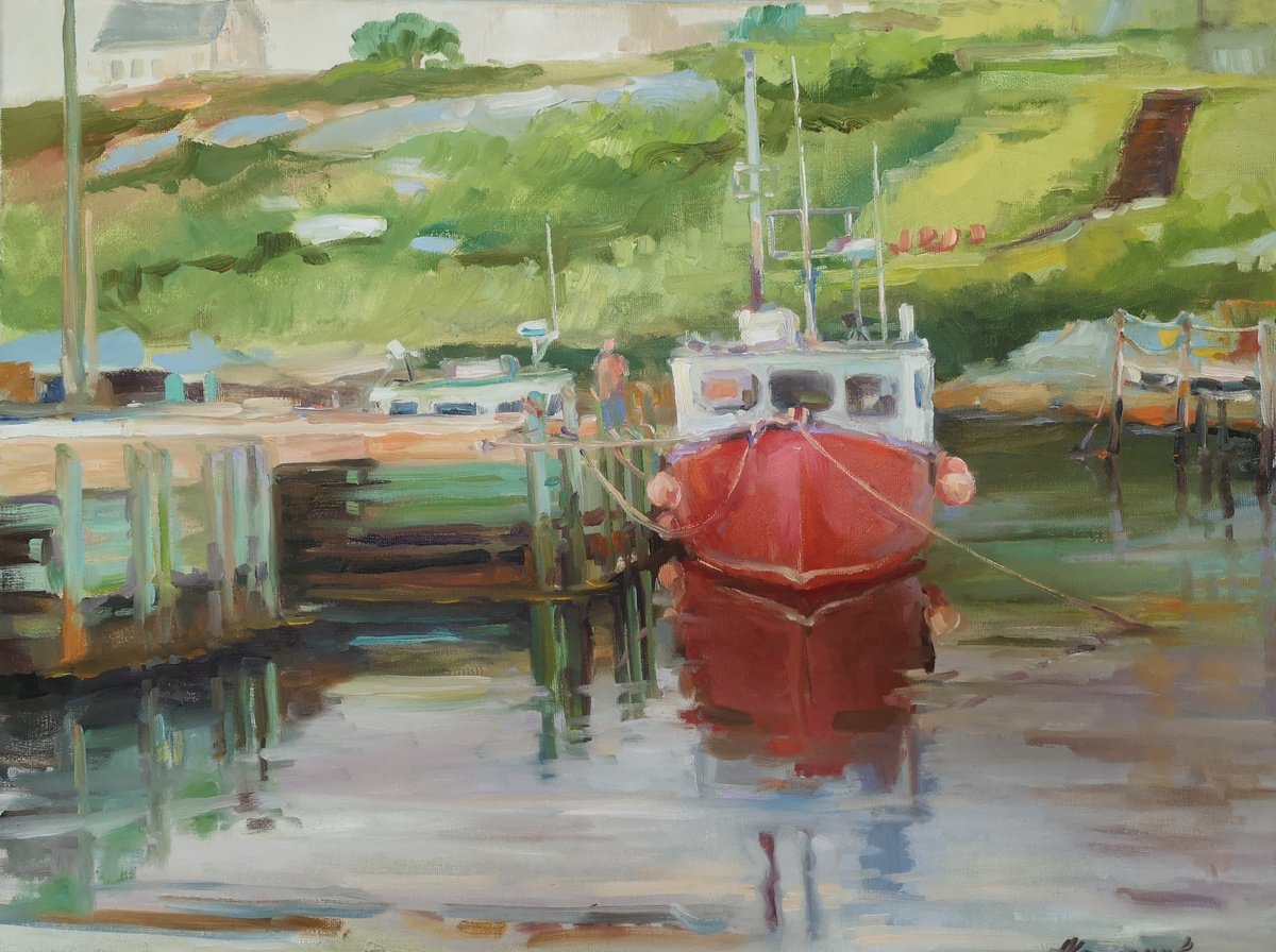 Impressionistic Landscape Oil Painting By Alexander Koltakov, 24 X 18, Resting On The Water, Pleinair, Original Artwork