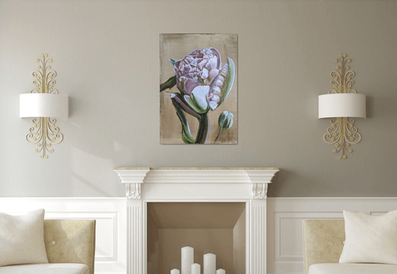 Magic tulip - Original oil painting - wall decoration - perfect gift - large flower painting
