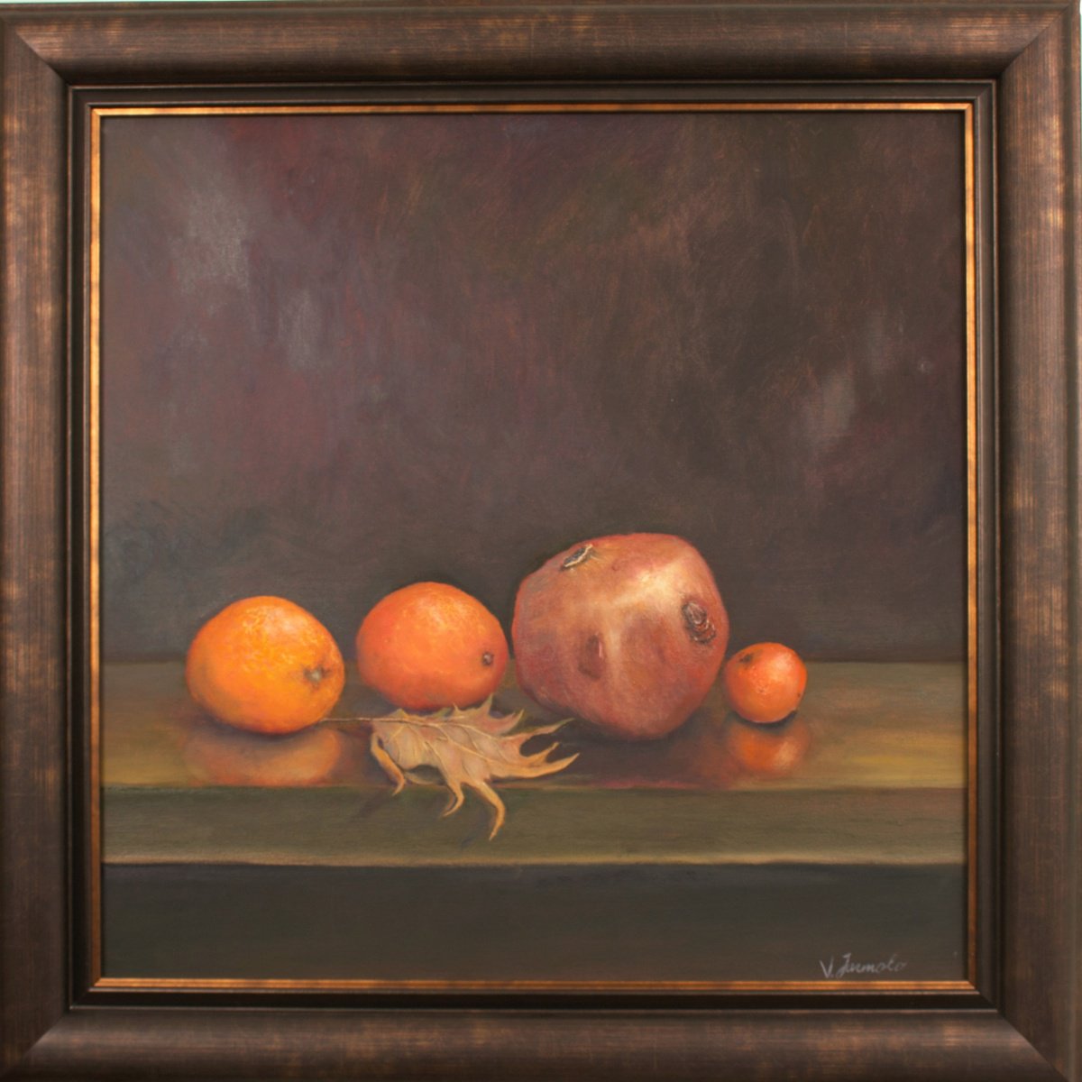 Photorealistic Still Life Oil Painting By Vladimir Jarmolo, 22 X 22", Autumn Palette, Original Artwork