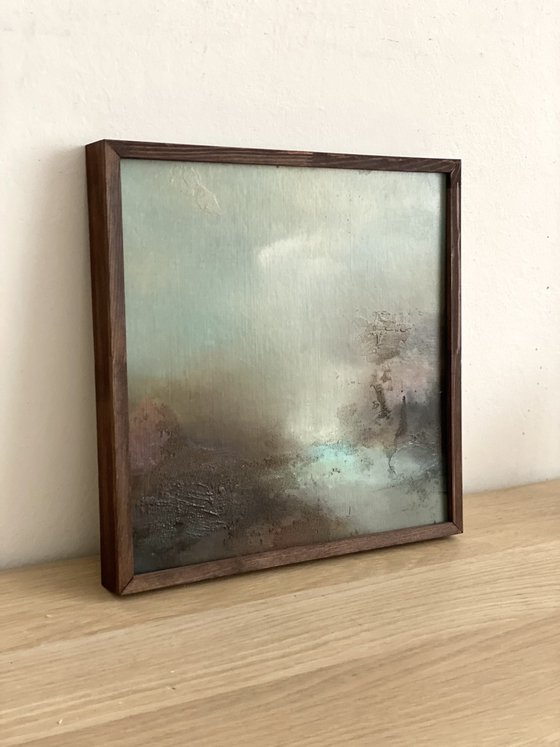 Сloud in wood mat frame oil painting by Elena Troyanskaya