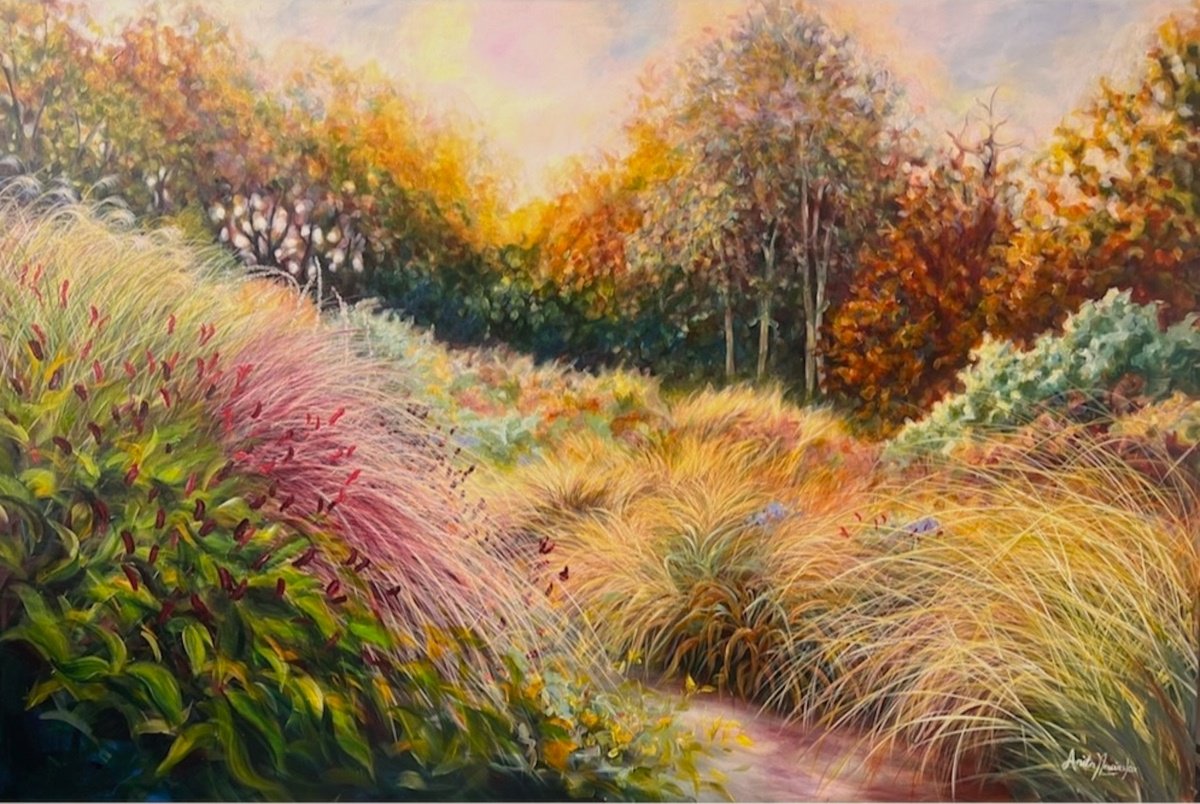 Breathe & Connect- Autumn Garden Landscape By Anita Nowinska, 59 X 39, Artwork For Sale On Artfinder