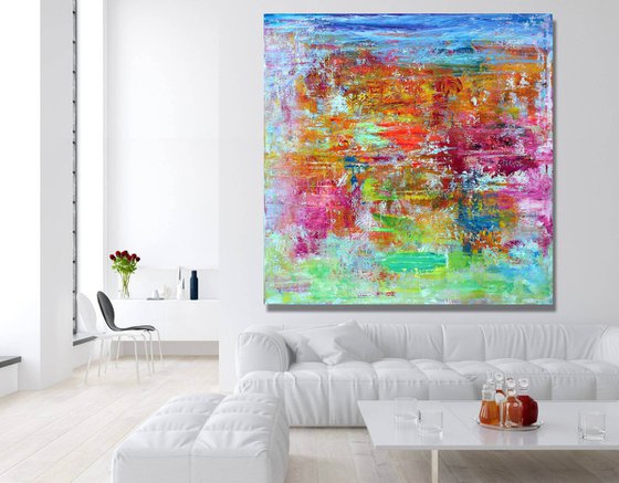 Extra large 200x200 abstract painting  " One joyful day"