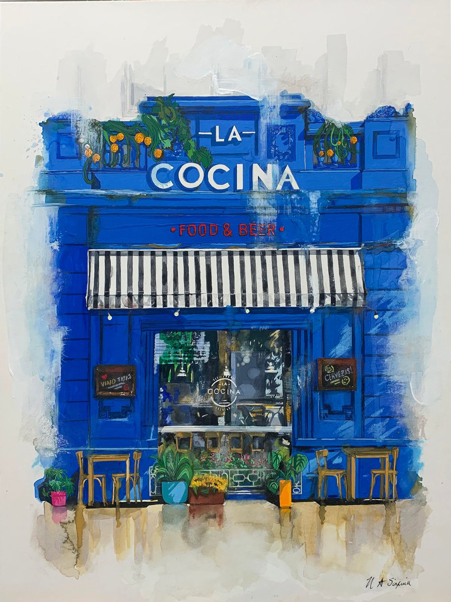 Impressionistic Painting , Cafe La Cocina By Helen Sinfield, 15 X 20, Artwork For Sale On Artfinder