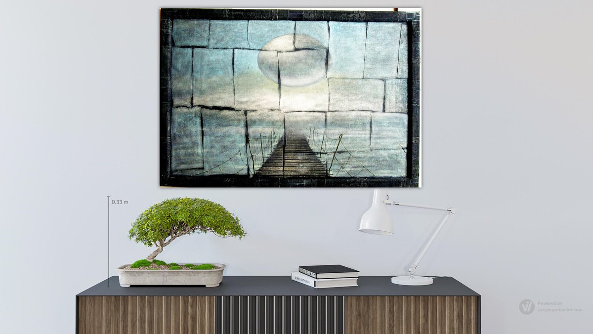 Surrealistic Landscape Oil Painting By Serhiy Roy, 38 X 26", The Balance 2., Original Artwork