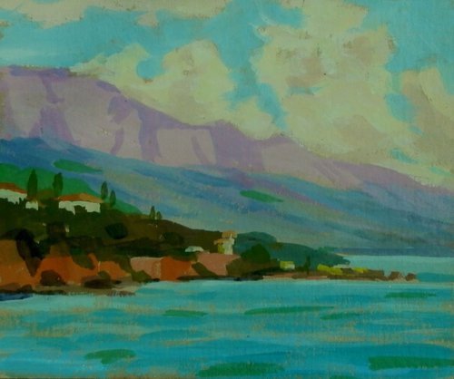 Sea and sky, original small painting by Sergey  Kachin