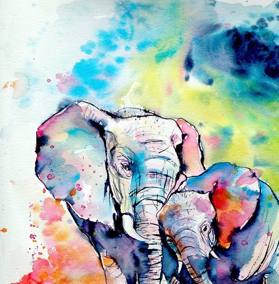 Elephant with baby