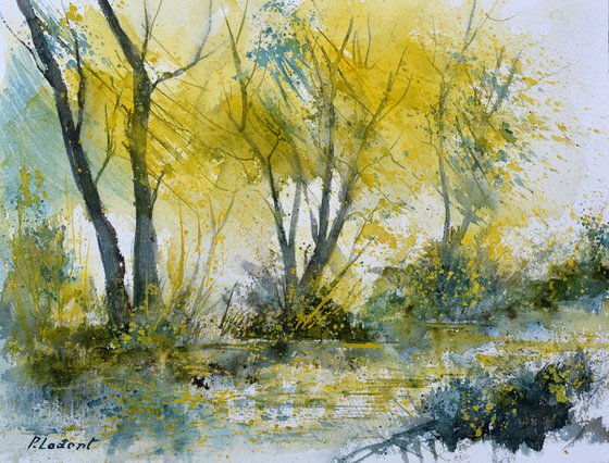 Golden silence watercolor