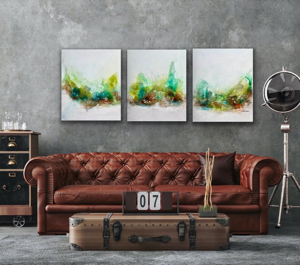 Constant Change #12 I triptych I 150x60 cm I natural abstract artwork I ready to ha... by Kirsten Schankweiler