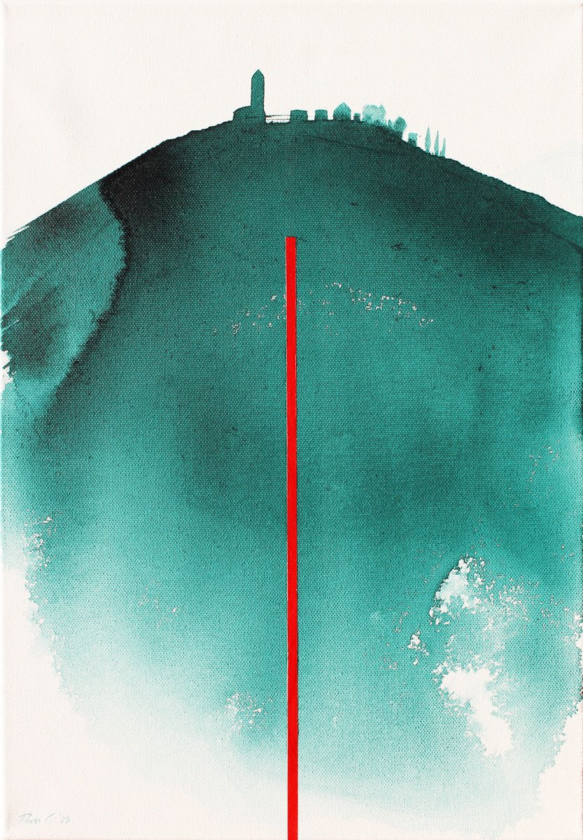 Abstract Landscape Acrylic Painting By Emma Pesti, 14 X 20, On The Hill, Original Artwork